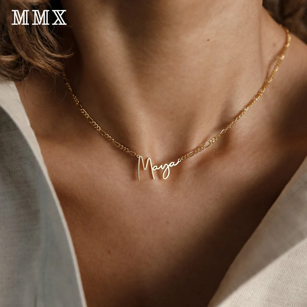 Custom Name Necklace for Women Stainless Steel Pendant Figaro Chain Fashion Gold Jewelry Personalized Gifts Collar Personalizado
Custom Name Necklace for Women Stainless Steel Pendant Figaro Chain Fashion Gold Jewelry Personalized Gifts Collar Personalizado