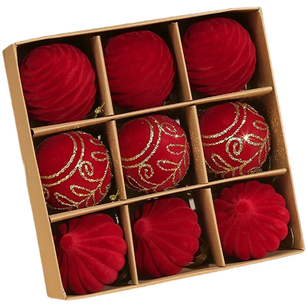 9 Pack Velvet Christmas Baubles Flocked Ornaments for Tree 6cm PS Material Soft Texture Holiday Decoration Set
9 Pack Velvet Christmas Baubles Flocked Ornaments for Tree 6cm PS Material Soft Texture Holiday Decoration Set
