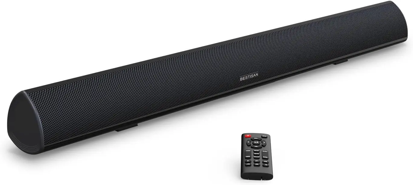 TV Sound Bar with Wired HDMI & Bluetooth 5.0, 28-Inch Enhanced Bass, Wall Mountable, 3 EQ Modes
TV Sound Bar with Wired HDMI & Bluetooth 5.0, 28-Inch Enhanced Bass, Wall Mountable, 3 EQ Modes