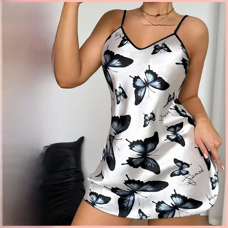 Sexy Print Sleep Dress Strapless Home Clothes Short Skirt V-neck Summer Thin Fabric No Brand Sweet Style Youth
Sexy Print Sleep Dress Strapless Home Clothes Short Skirt V-neck Summer Thin Fabric No Brand Sweet Style Youth