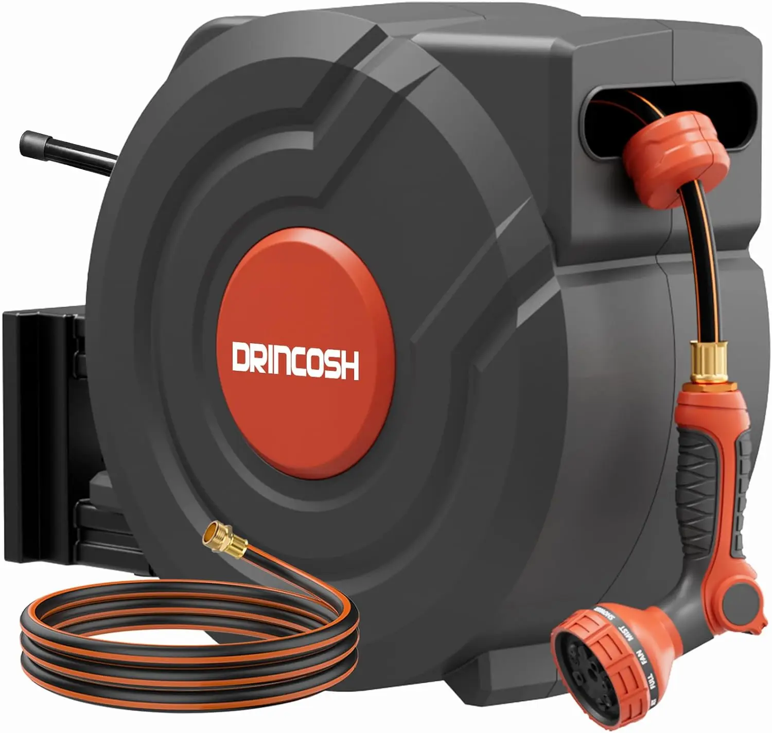 Retractable Garden Hose 155 ft x 1/2 in Heavy Duty Wall-Mounted Reel, 180° Swivel, Auto Slow Return, Lock at Any Length, 9 Pattern Nozzle, UV Resistant
Retractable Garden Hose 155 ft x 1/2 in Heavy Duty Wall-Mounted Reel, 180° Swivel, Auto Slow Return, Lock at Any Length, 9 Pattern Nozzle, UV Resistant