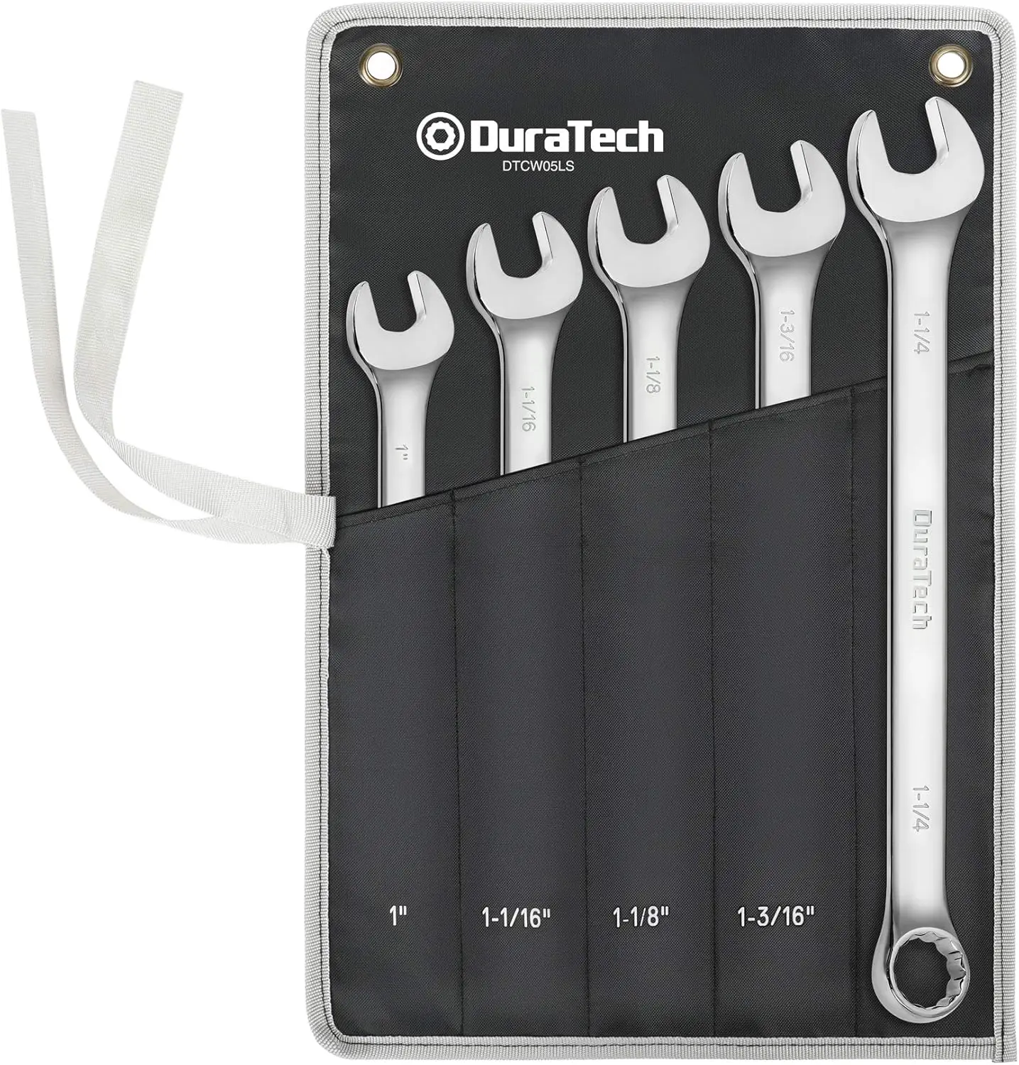 DURATECH Long Pattern Combination Wrench Set, SAE, 5-Piece, 1" to 1-1/4", 12 Point, CR-V Steel, with Rolling Pouch
DURATECH Long Pattern Combination Wrench Set, SAE, 5-Piece, 1" to 1-1/4", 12 Point, CR-V Steel, with Rolling Pouch