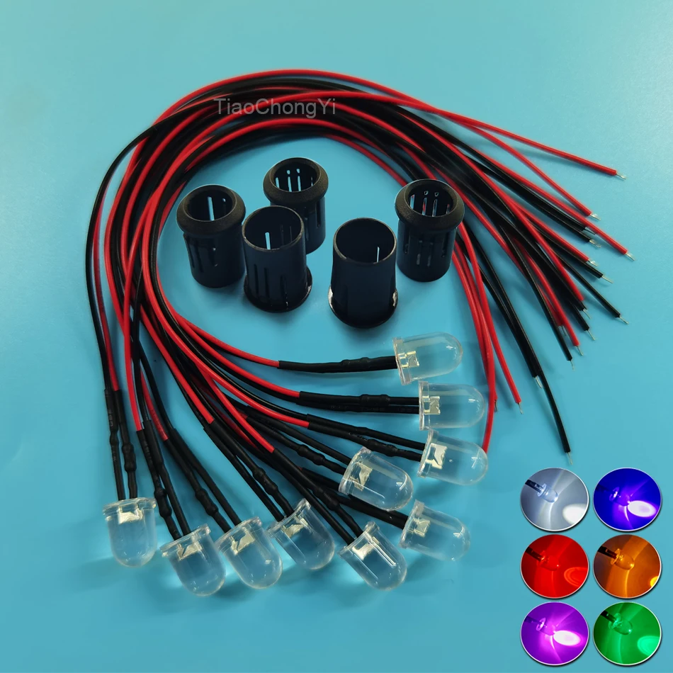 DC12-24V 10mm LED beads Red Green Blue Purple Yellow Pink white UV Round Pre-Wired Water Clear LED With Plastic Holder 10PCS/lot
DC12-24V 10mm LED beads Red Green Blue Purple Yellow Pink white UV Round Pre-Wired Water Clear LED With Plastic Holder 10PCS/lot