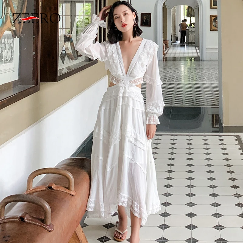 Runway Designer Women Bandage Backless White Asymmetrical Dress Female Sexy V-Neck Lace Ruffles Elegant Beach Party Long Dresses
Runway Designer Women Bandage Backless White Asymmetrical Dress Female Sexy V-Neck Lace Ruffles Elegant Beach Party Long Dresses