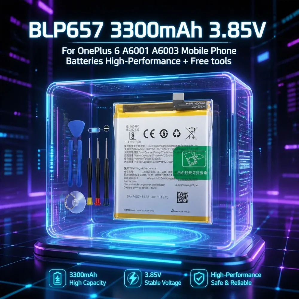 New BLP657 3300mAh 3.85V Replacement Battery For OnePlus 6 A6001 A6003 Mobile Phone Batteries High-Performance + Free tools
New BLP657 3300mAh 3.85V Replacement Battery For OnePlus 6 A6001 A6003 Mobile Phone Batteries High-Performance + Free tools