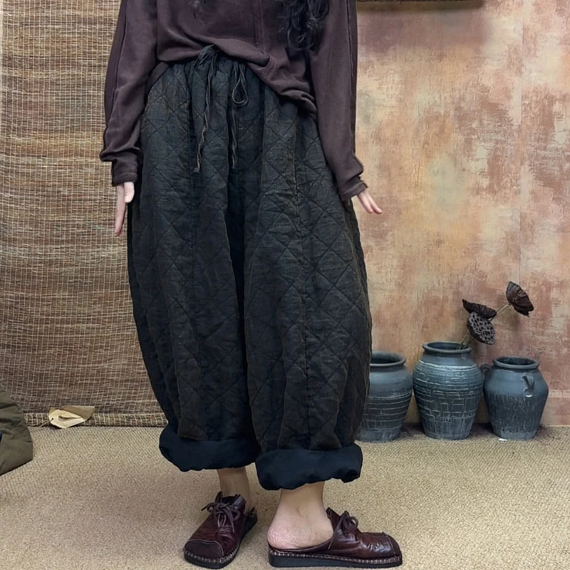 2025 New Arrival Autumn/winter Warm Thickened Women Ankle-length Pants Casual Loose Cotton Elastic Waist Wide Leg Pants S264
2025 New Arrival Autumn/winter Warm Thickened Women Ankle-length Pants Casual Loose Cotton Elastic Waist Wide Leg Pants S264