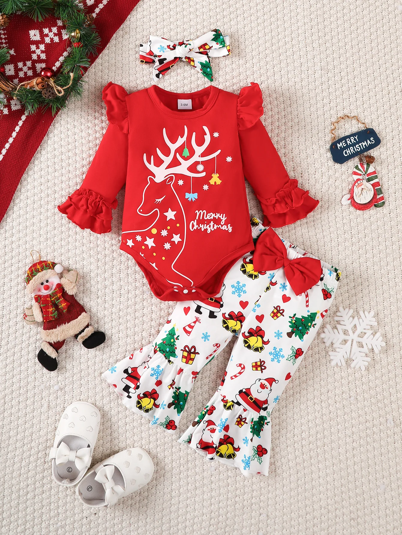 Winter 0-1 Years Old Infant Baby Girls Christmas Deer Print Long-Sleeved Top And Long-Sleeved Top With Hairband
Winter 0-1 Years Old Infant Baby Girls Christmas Deer Print Long-Sleeved Top And Long-Sleeved Top With Hairband