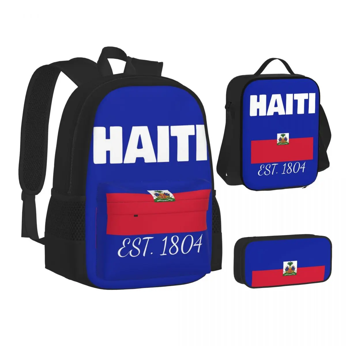 Haiti EST. 1804 Independence Haitian Flag Backpacks Students Bookbag School Bags Kids Rucksack Lunch Bag Pen Bag Three-Piece Set
Haiti EST. 1804 Independence Haitian Flag Backpacks Students Bookbag School Bags Kids Rucksack Lunch Bag Pen Bag Three-Piece Set