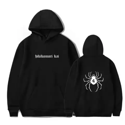 Halloween Costume Printed Hoodie Hikikomori Pattern  Hoodie Tracksuit Men Women Fashion Autumn Winter Fleece Loose Sweatshirt