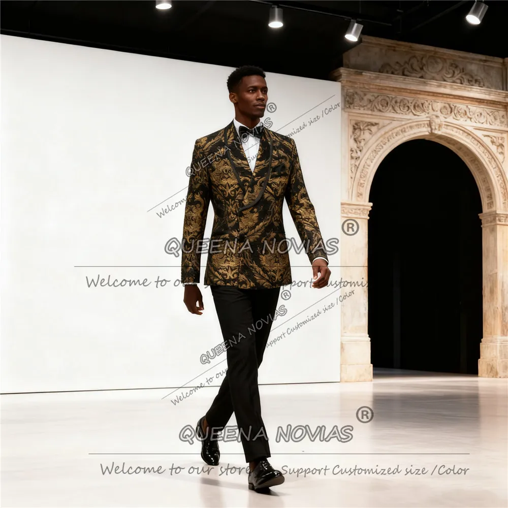 Vintage Jacquard Groom Wedding Suits Double Breasted Jacket Pants 2 Pieces Sets traje de hombre elegante Groom Tuxeos Customized
Vintage Jacquard Groom Wedding Suits Double Breasted Jacket Pants 2 Pieces Sets traje de hombre elegante Groom Tuxeos Customized