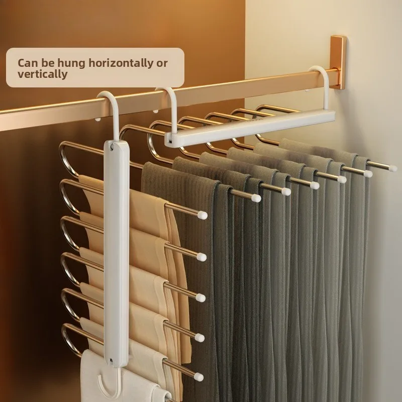 Multifunctional Pants Rack, Multi-layer Folding Hanger, Non-slip, Anti-tilt and Seamless Wardrobe Storage Pants Hanger
Multifunctional Pants Rack, Multi-layer Folding Hanger, Non-slip, Anti-tilt and Seamless Wardrobe Storage Pants Hanger