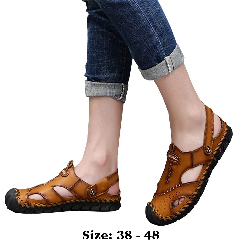 High quality leather flat sandals for men round toes new summer 2025 size 38 48 casual beach walking plus size shoe black brown
High quality leather flat sandals for men round toes new summer 2025 size 38 48 casual beach walking plus size shoe black brown