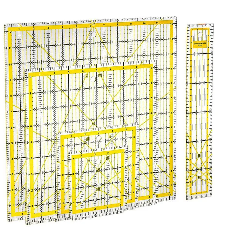 5 Pack Acrylic Quilting Ruler Set Square Acrylic Quilter Ruler Fabric Cutting Ruler Clear Mark Acrylic Ruler Set
5 Pack Acrylic Quilting Ruler Set Square Acrylic Quilter Ruler Fabric Cutting Ruler Clear Mark Acrylic Ruler Set