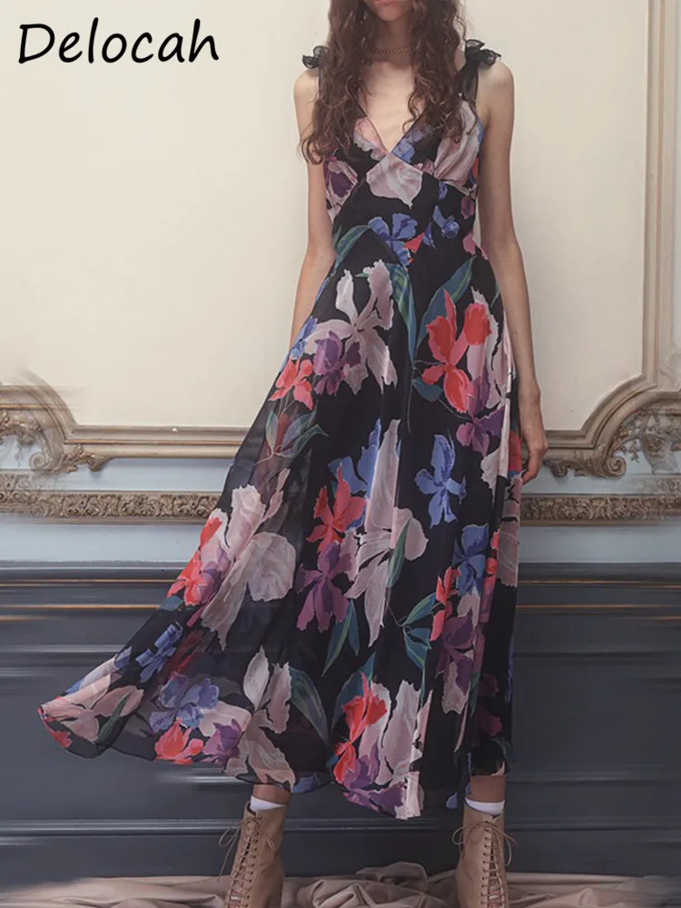 Delocah High Quality Summer Women Fashion Designer Midi Dress Spaghetti Strap Sleeveless Ruffles Patchwork Party Dresses
Delocah High Quality Summer Women Fashion Designer Midi Dress Spaghetti Strap Sleeveless Ruffles Patchwork Party Dresses