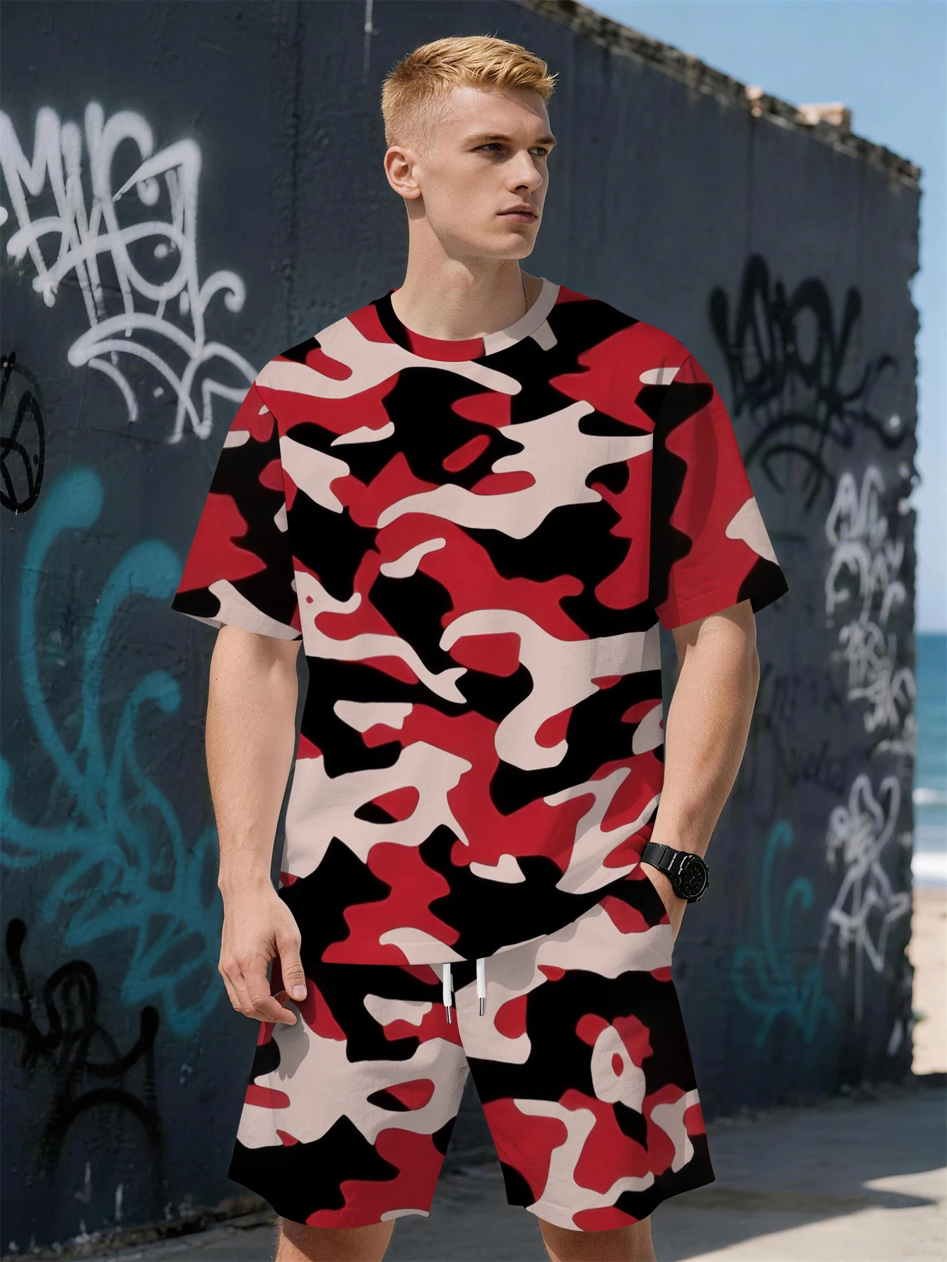 2026 Summer New Men's Short-Sleeved Set with 3D Camo Pattern Print for Street Casual Fashion Comfortable and Soft
2026 Summer New Men's Short-Sleeved Set with 3D Camo Pattern Print for Street Casual Fashion Comfortable and Soft