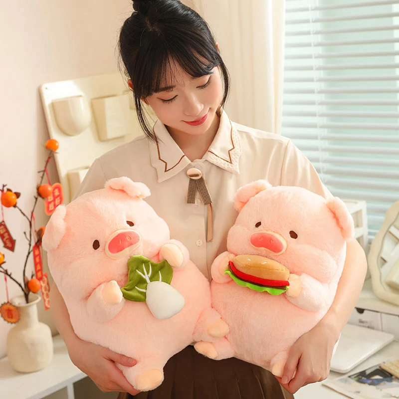 Pink Cartoon Gluttonous Piggy Plush Toys Cuddly Fluffy Piggy Doll Holding Cabbage Hamburg Adorable Gift To Children For Festival
Pink Cartoon Gluttonous Piggy Plush Toys Cuddly Fluffy Piggy Doll Holding Cabbage Hamburg Adorable Gift To Children For Festival