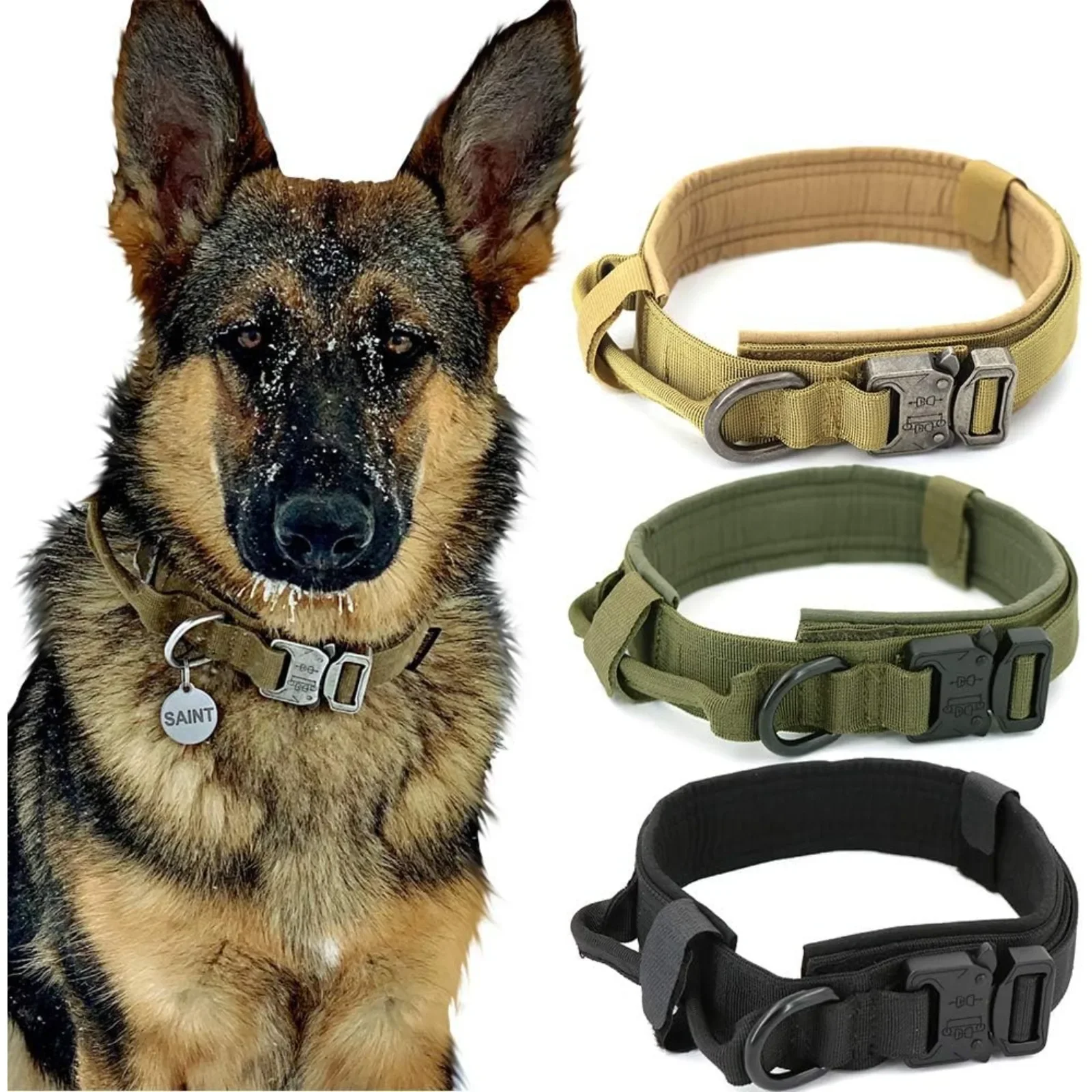 Adjustable Tactical Dog Collar Military Nylon Heavy Duty Metal Buckle with Control Handle for Training Dog Collar with Velcro
Adjustable Tactical Dog Collar Military Nylon Heavy Duty Metal Buckle with Control Handle for Training Dog Collar with Velcro