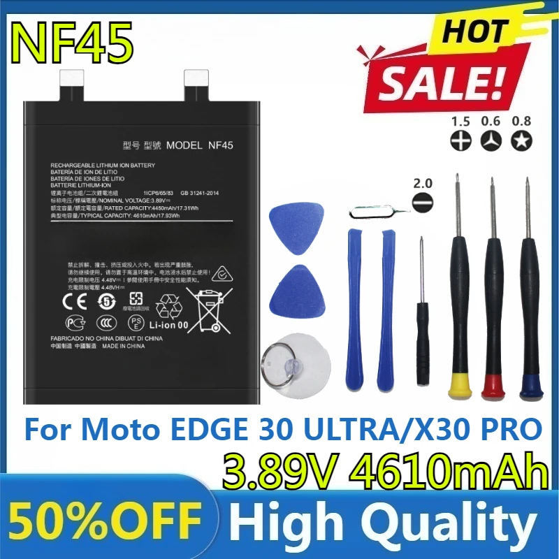 New NF45 4610mAh 3.89V High Quality Battery NF45 for Moto EDGE 30 ULTRA/X30 PRO Battery Batteries 
New NF45 4610mAh 3.89V High Quality Battery NF45 for Moto EDGE 30 ULTRA/X30 PRO Battery Batteries