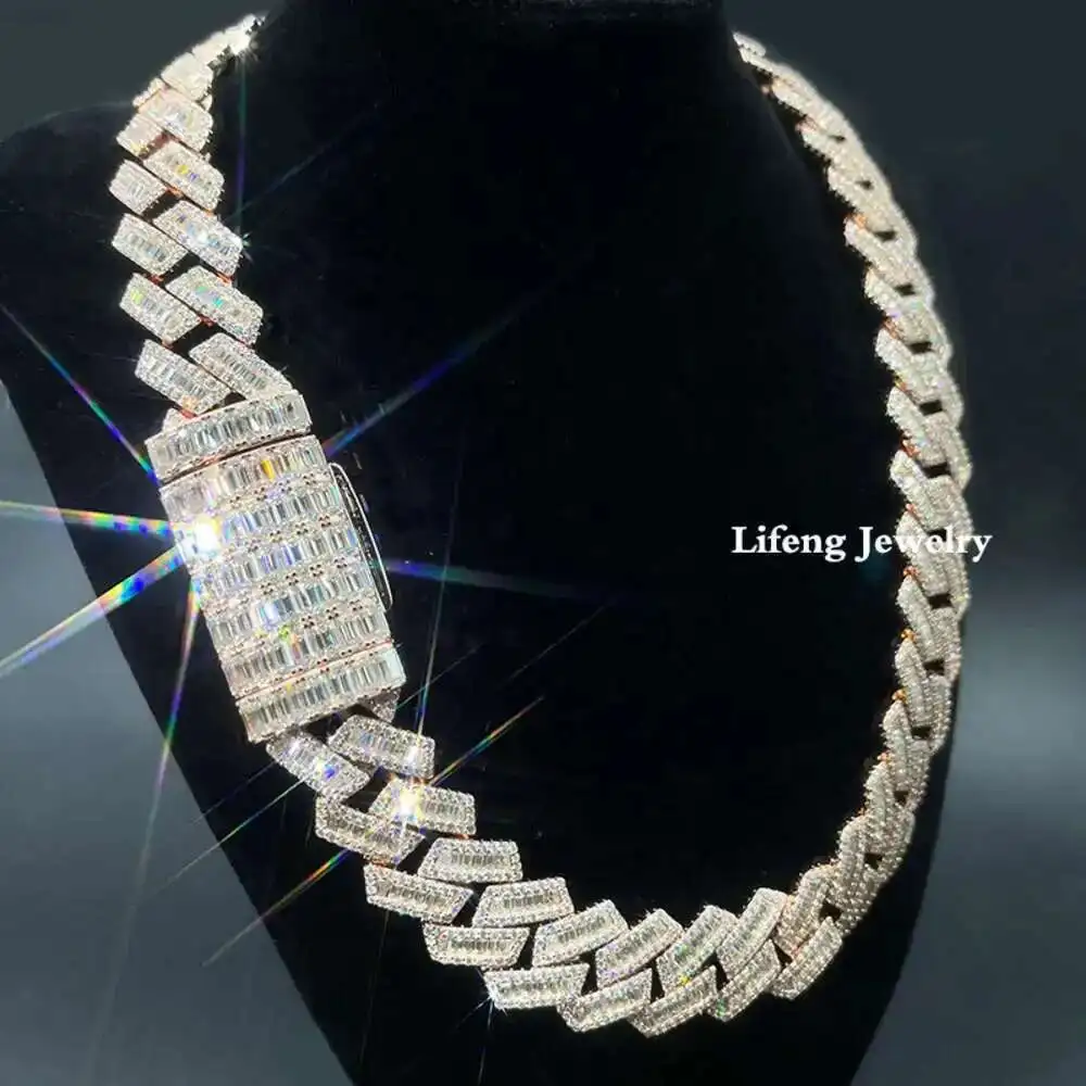 Customization Baguette Moissanite Diamond Cuban Necklace Full Iced Out Hiphop Cuban Link Chain Pass the Diamond Test Necklace
Customization Baguette Moissanite Diamond Cuban Necklace Full Iced Out Hiphop Cuban Link Chain Pass the Diamond Test Necklace