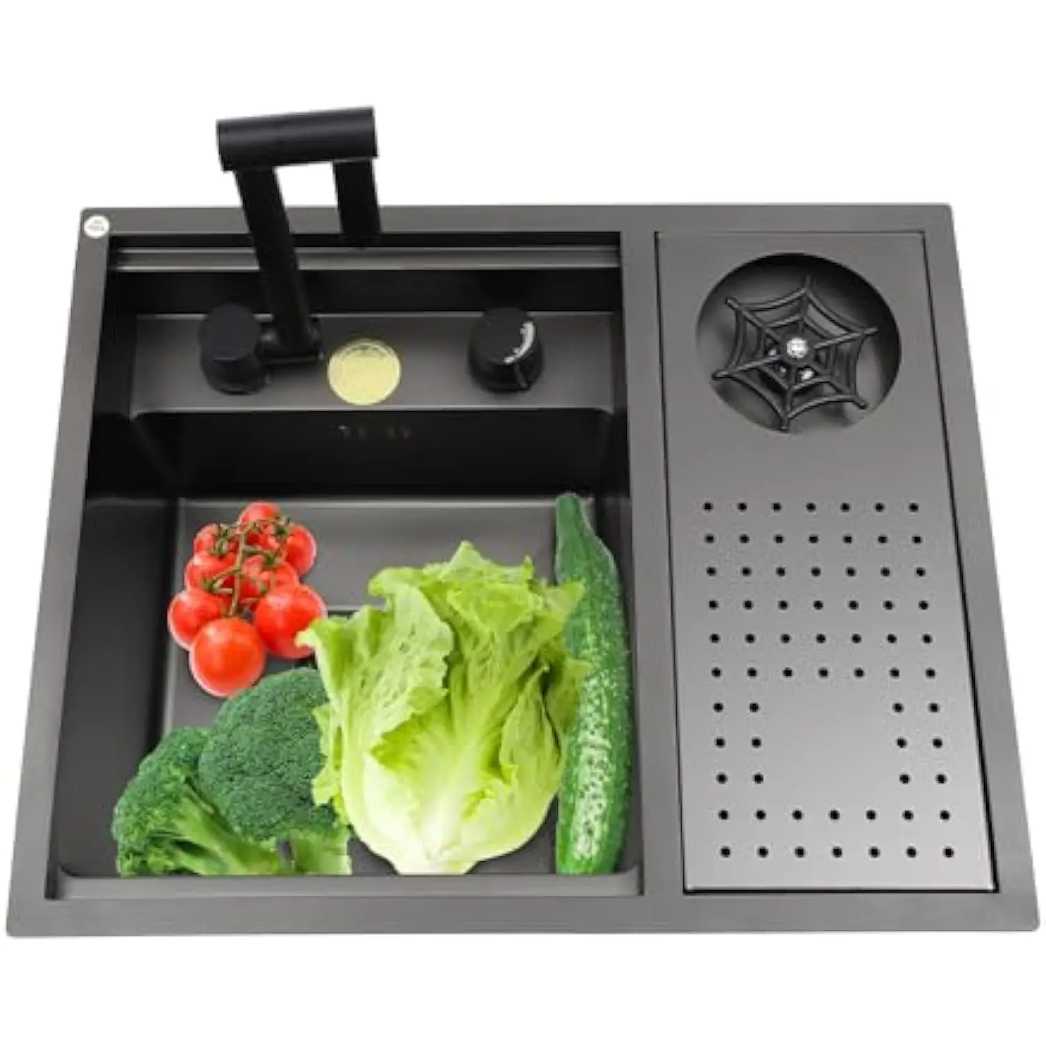 21.6 * 17.7Inch Nano Undermount Hidden Black Bar Sink, Undermount Installation Kitchen Sink with Cup Washer, Rear Drain, Brushe
21.6 * 17.7Inch Nano Undermount Hidden Black Bar Sink, Undermount Installation Kitchen Sink with Cup Washer, Rear Drain, Brushe
