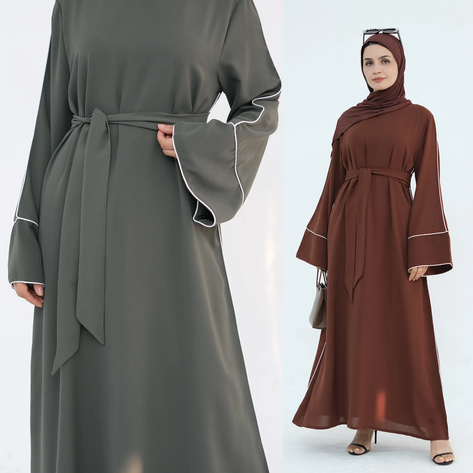 Oem Summer Spring Autumn Abaya Manufacturer's Women's Islamic Clothing White Edge Stitch Line Wholesale Closed Abaya Dress
Oem Summer Spring Autumn Abaya Manufacturer's Women's Islamic Clothing White Edge Stitch Line Wholesale Closed Abaya Dress
