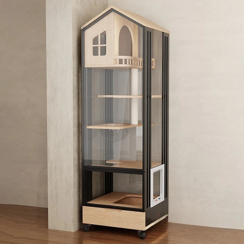 Luxury two cats do not occupy a small apartment household indoor solid wood full landscape cat cabinet
Luxury two cats do not occupy a small apartment household indoor solid wood full landscape cat cabinet