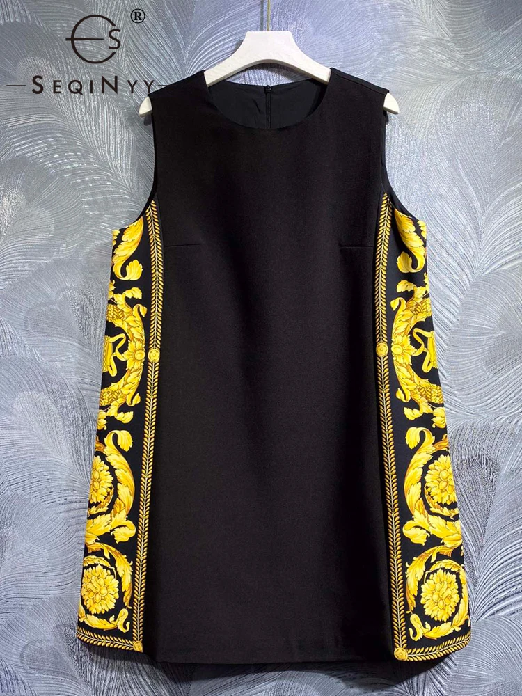 SEQINYY Elegant Mini Dress Vest Summer Spring New Fashion Design Women Runway High Street Vintage Golden Flower Print Casual
SEQINYY Elegant Mini Dress Vest Summer Spring New Fashion Design Women Runway High Street Vintage Golden Flower Print Casual