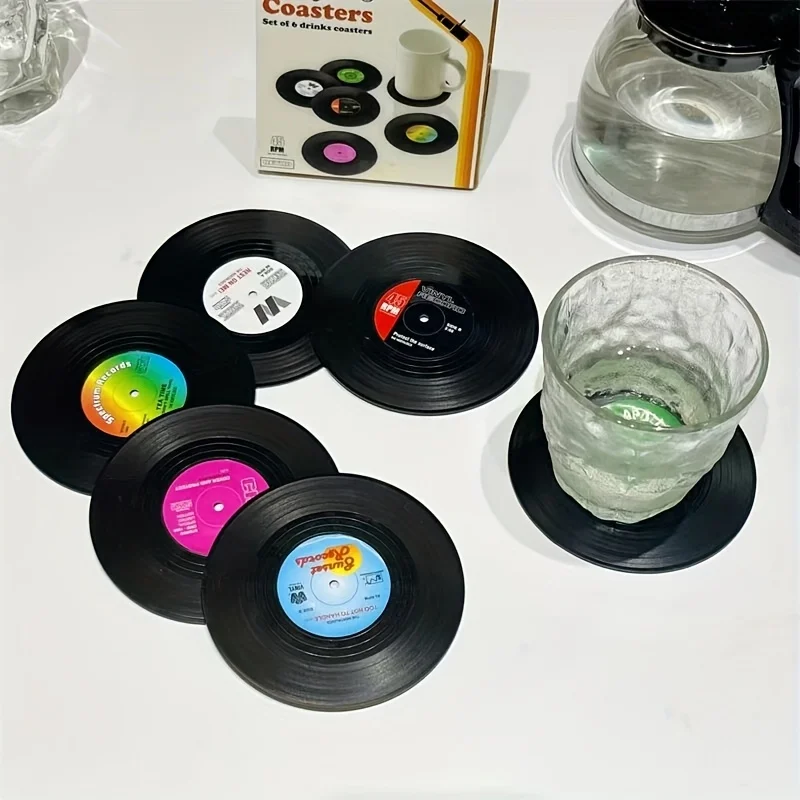 Retro Vinyl Record Coasters Set Anti-Skid Drink Coasters for Music Lovers Vintage Style Table Mats for Home Bar Kitchen Office
Retro Vinyl Record Coasters Set Anti-Skid Drink Coasters for Music Lovers Vintage Style Table Mats for Home Bar Kitchen Office