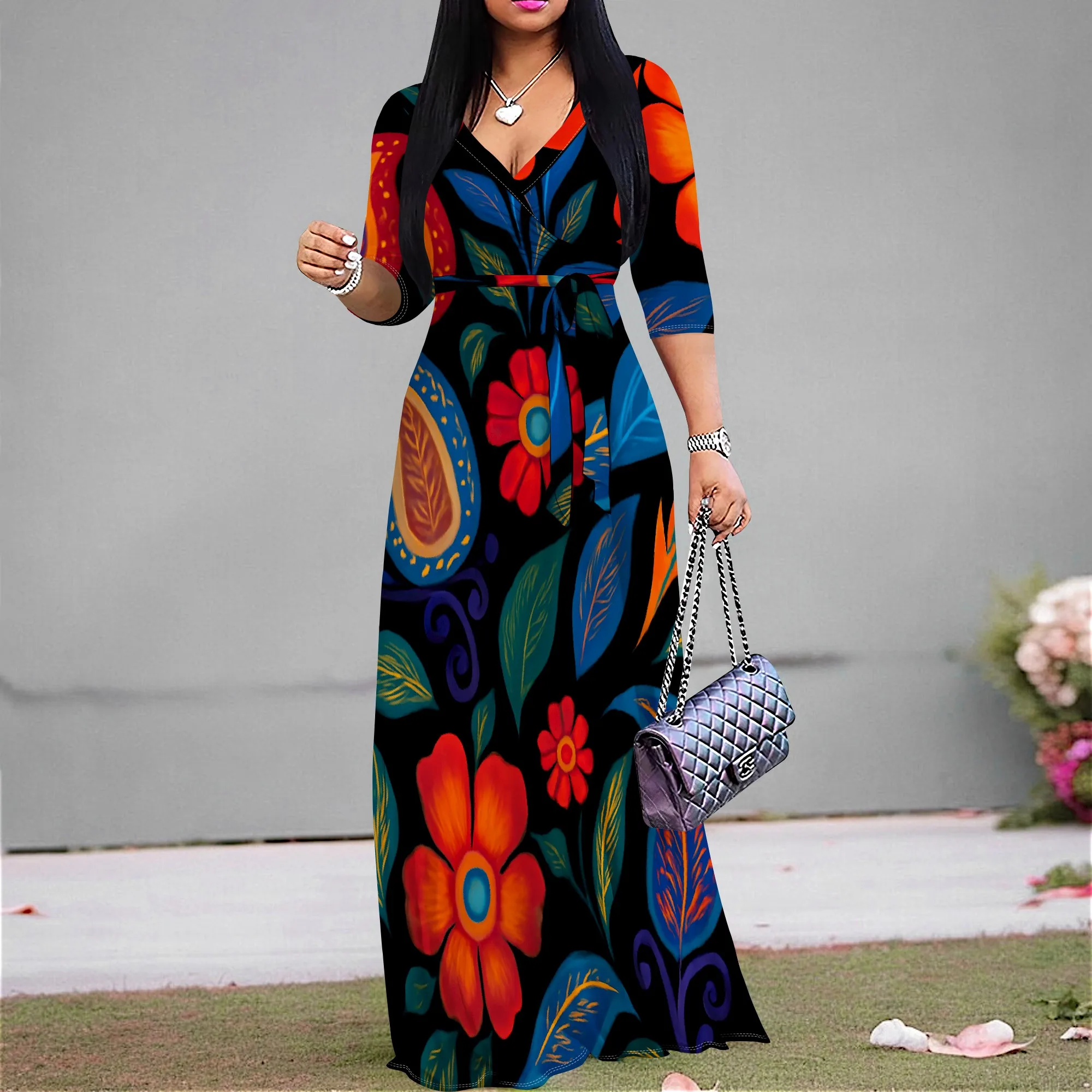 Women's Colorful Floral Wrap V-Neck Dress 2025 New Arrival Casual Chic Dress S-3XL
Women's Colorful Floral Wrap V-Neck Dress 2025 New Arrival Casual Chic Dress S-3XL