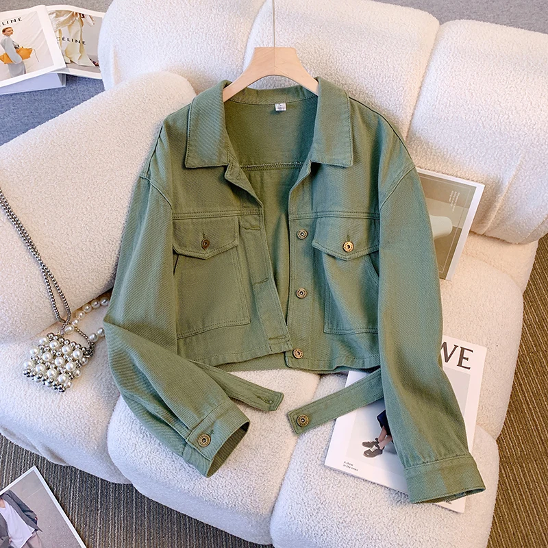 Short Denim Jacket Women Spring Autumn New American High Street Casual Loose Tops Popular Versatile Pockets Single Breasted Coat
Short Denim Jacket Women Spring Autumn New American High Street Casual Loose Tops Popular Versatile Pockets Single Breasted Coat