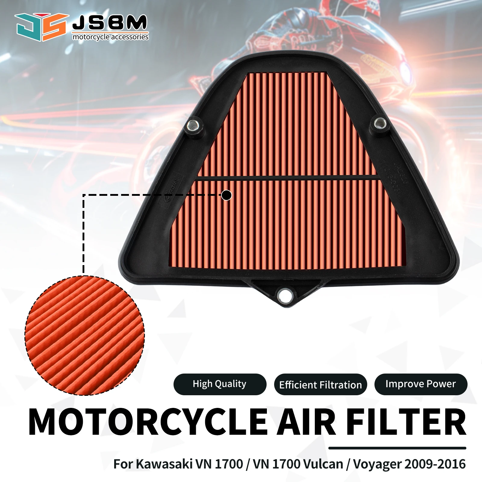 JSBM Motorcycle Accessories Air Filter For Kawasaki VN1700 Vulcan 1700 Voyager ABS 2009 2010 2011 2012 2013 2014 2015 2016 -2025
JSBM Motorcycle Accessories Air Filter For Kawasaki VN1700 Vulcan 1700 Voyager ABS 2009 2010 2011 2012 2013 2014 2015 2016 -2025