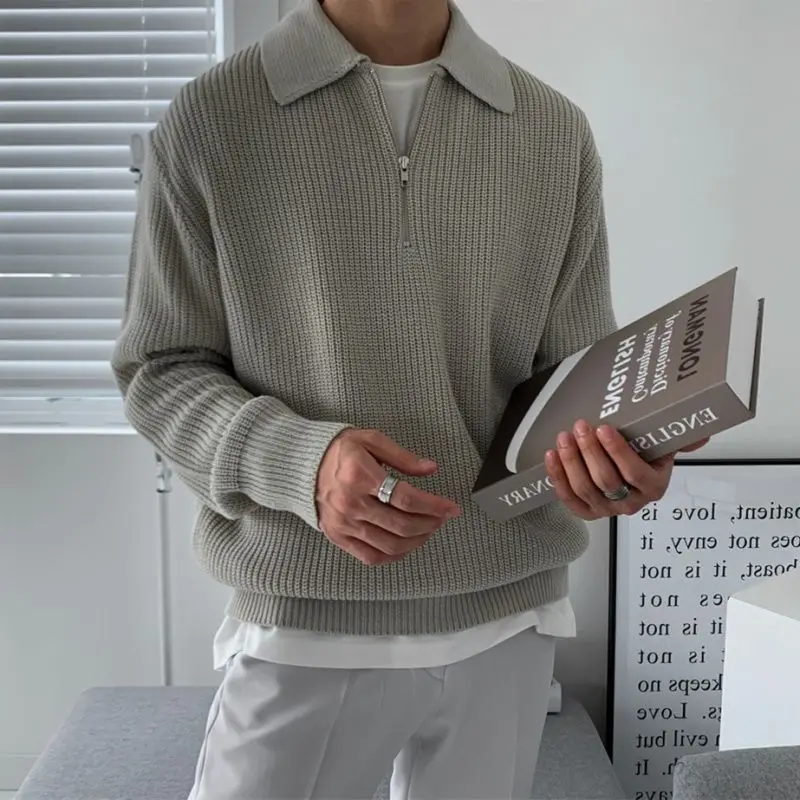 High-end Design-sensing Half-zipper for Men's Polo Neck Slim Versatile Base Knitted Sweater
High-end Design-sensing Half-zipper for Men's Polo Neck Slim Versatile Base Knitted Sweater