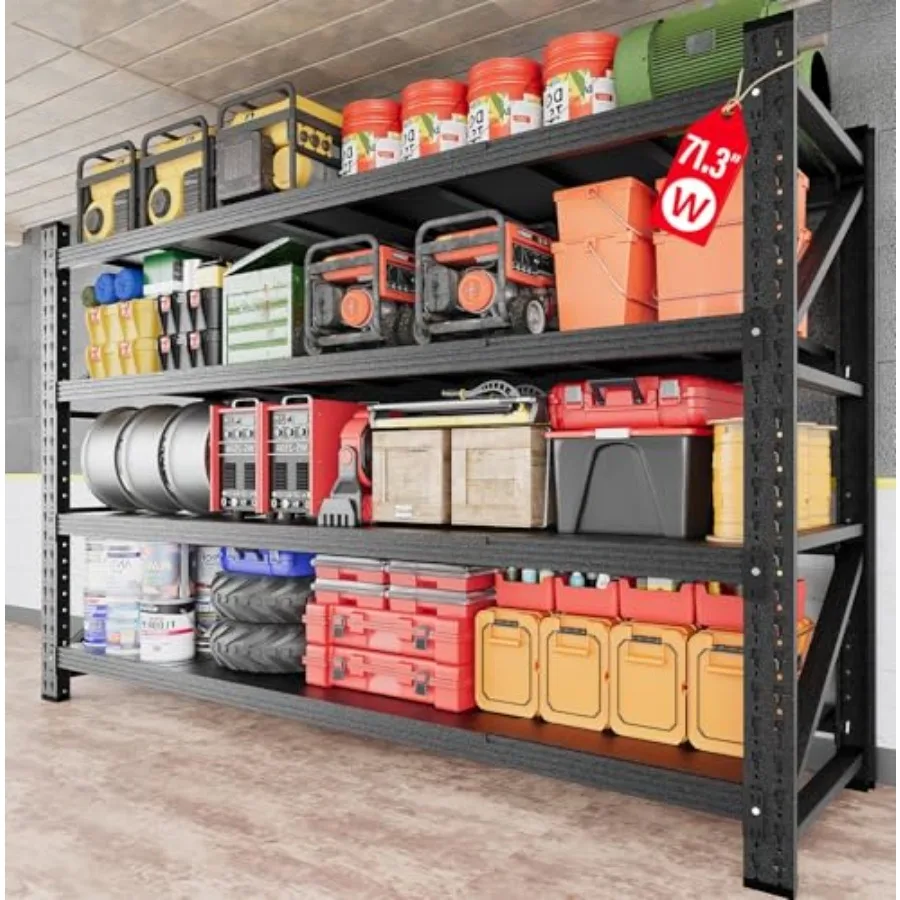 71.3" Wide Heavy Duty Garage Shelving Units,5000LBS Deep Storage Shelves,Metal Garage Shelves,Steel Shelf,Large Storage Rack
71.3" Wide Heavy Duty Garage Shelving Units,5000LBS Deep Storage Shelves,Metal Garage Shelves,Steel Shelf,Large Storage Rack