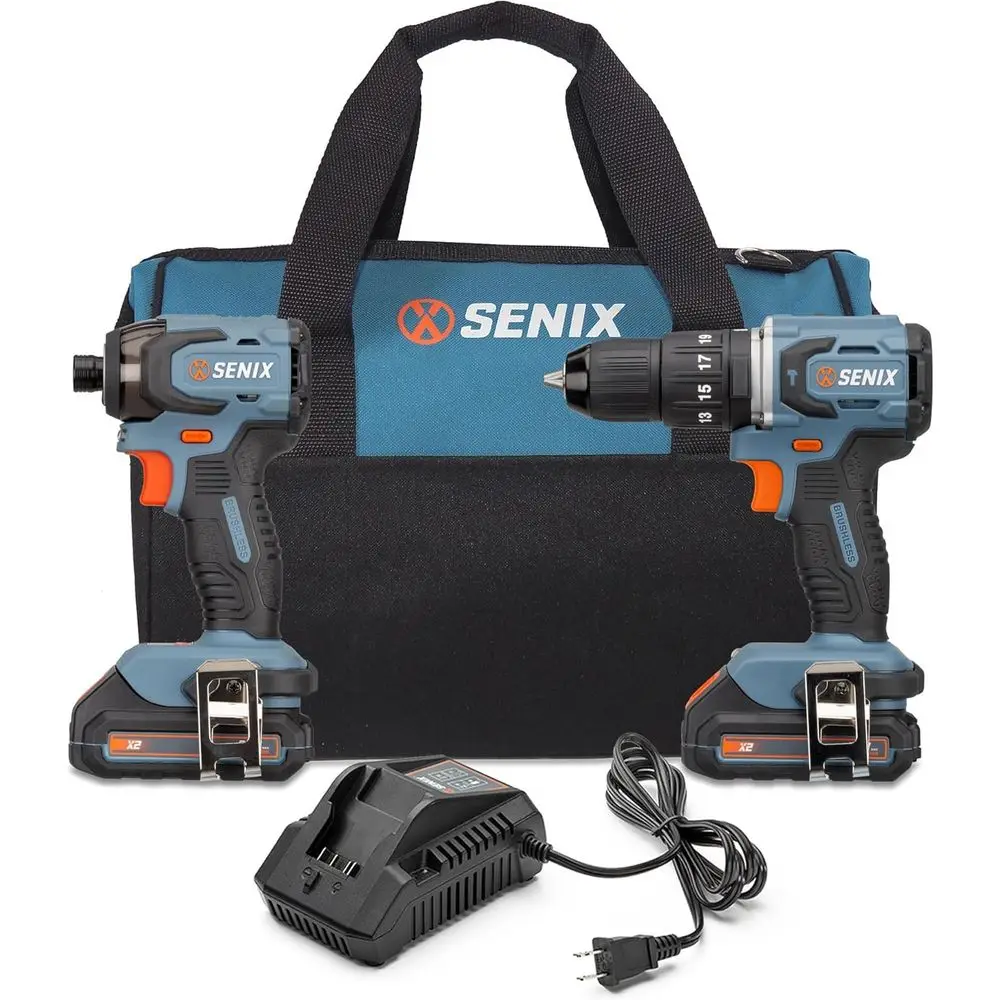 2-Piece Power Tool Set: 1/2-Inch Hammer Drill and 1/4-Inch Impact Driver with 2.0Ah Batteries and Carry Bag
2-Piece Power Tool Set: 1/2-Inch Hammer Drill and 1/4-Inch Impact Driver with 2.0Ah Batteries and Carry Bag