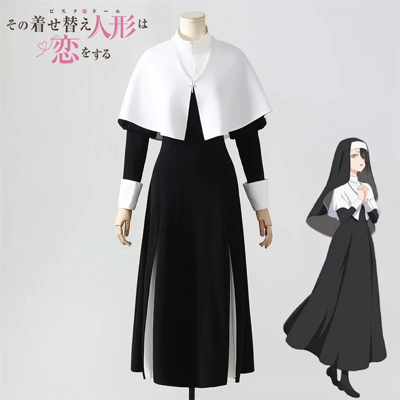 Аниме My Dress-Up Darling 2 Китагава Марин монахиня косплей костюм платье для взрослых шаль шляпа ожерелье униформа костюм наряды на Хэллоуин
Аниме My Dress-Up Darling 2 Китагава Марин монахиня косплей костюм платье для взрослых шаль шляпа ожерелье униформа костюм наряды на Хэллоуин
