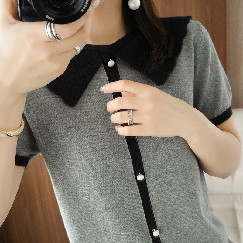 T-shirt women's summer new 100% cotton casual solid color knitted sweater short-sleeved round neck loose all-match women's top
T-shirt women's summer new 100% cotton casual solid color knitted sweater short-sleeved round neck loose all-match women's top