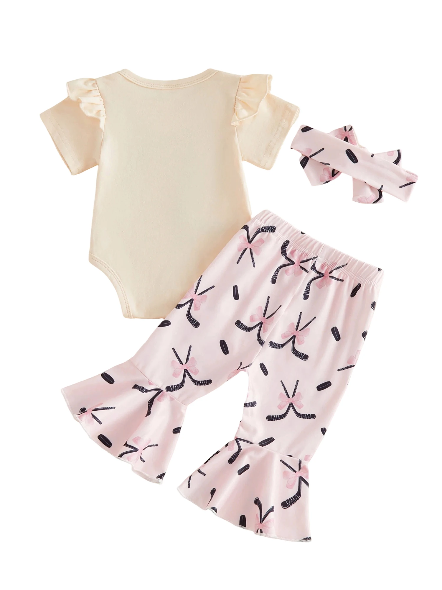 Adorable Baby Girls 3-Piece Set with Stylish Letter Print Romper Flared Pants and Matching Headband for a Cute Look
Adorable Baby Girls 3-Piece Set with Stylish Letter Print Romper Flared Pants and Matching Headband for a Cute Look