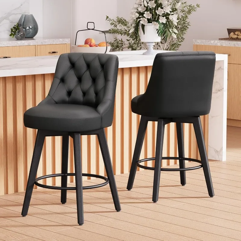 Swivel Bar Stools Set of 2, Counter Height Faux Leather Bar Stools with Back and Solid Wood Legs, Upholstered Modern Counter
Swivel Bar Stools Set of 2, Counter Height Faux Leather Bar Stools with Back and Solid Wood Legs, Upholstered Modern Counter