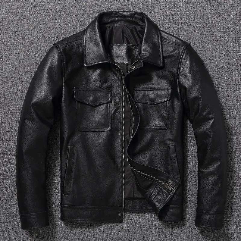 Men Genuine Leather Jacket Spring Fall Short Top Layer Cowhide Jackets Man Clothes Fashion Slim Male Leather Coat Outwear
Men Genuine Leather Jacket Spring Fall Short Top Layer Cowhide Jackets Man Clothes Fashion Slim Male Leather Coat Outwear