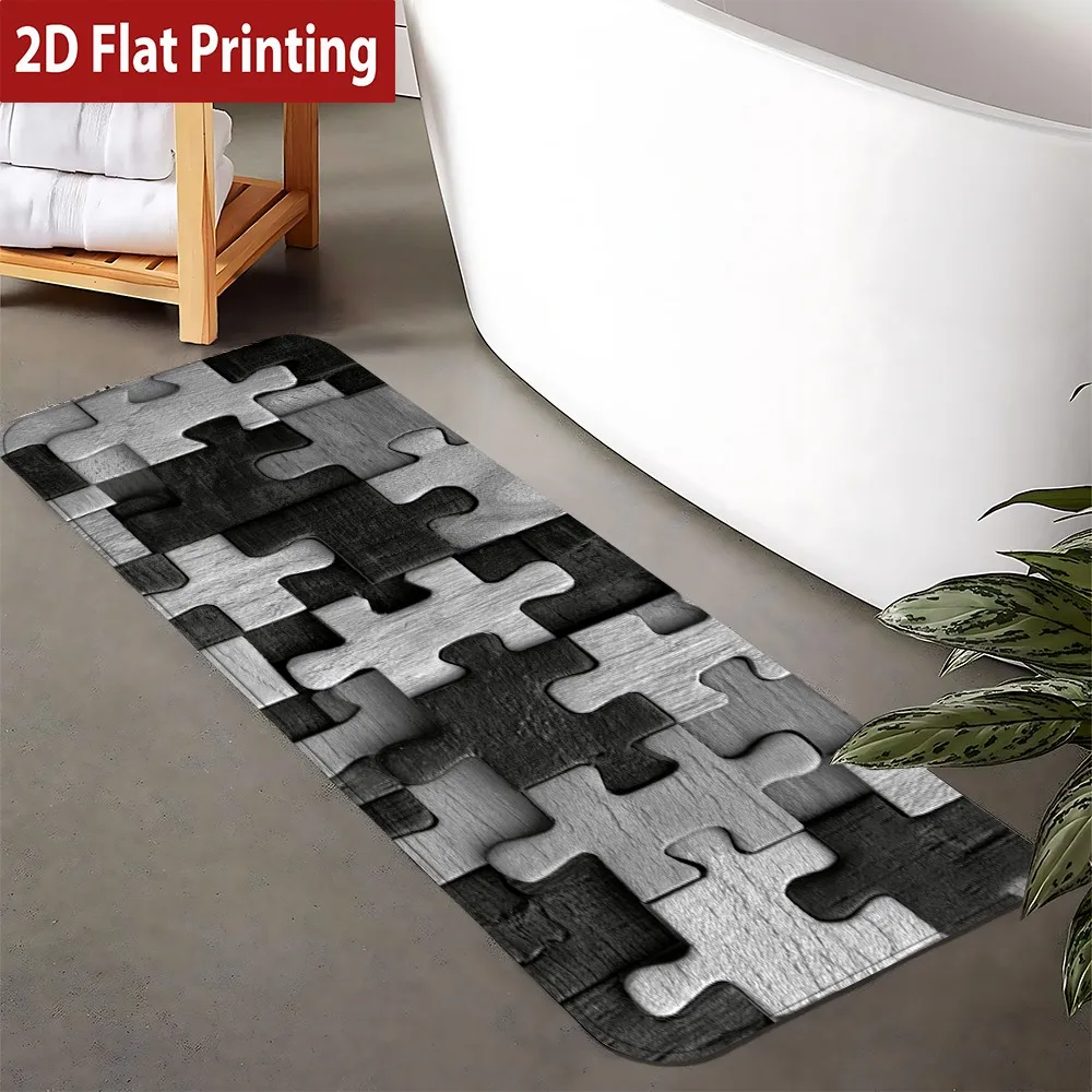 Black & White Puzzle Pieces Print Bath Mat, Non-Slip Washable Durable Runner Rug for Bathroom & Modern Minimalist Home Decor
Black & White Puzzle Pieces Print Bath Mat, Non-Slip Washable Durable Runner Rug for Bathroom & Modern Minimalist Home Decor