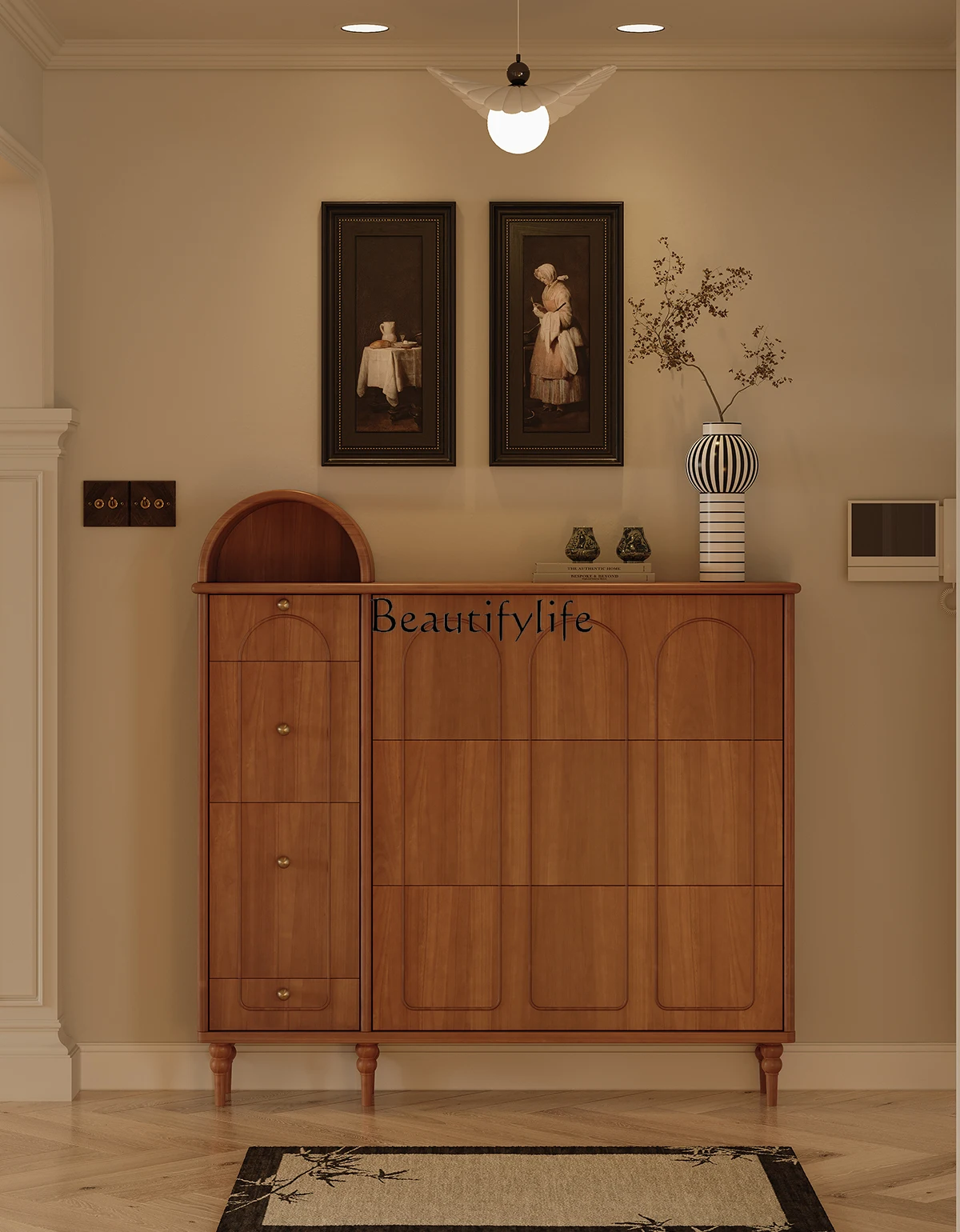French retro medieval small apartment entrance cabinet solid wood American ultra-thin shoe cabinet
French retro medieval small apartment entrance cabinet solid wood American ultra-thin shoe cabinet
