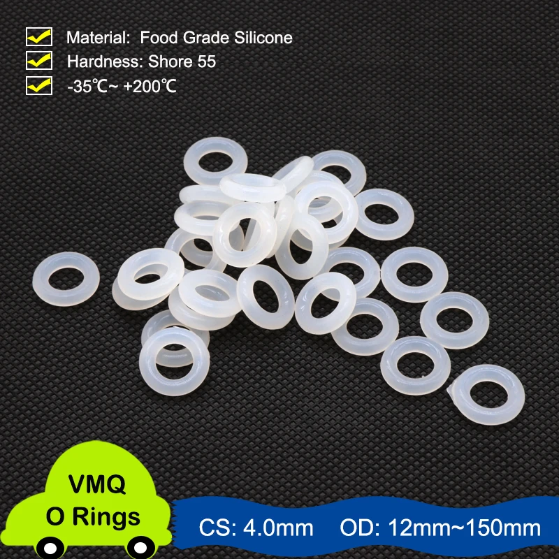 10/50Pcs White Silicon Ring Silicone O ring CS 4.0mm OD 12~150mm Food Grade Nontoxic Washer Round O Shape O Rings Seal Gasketsl
10/50Pcs White Silicon Ring Silicone O ring CS 4.0mm OD 12~150mm Food Grade Nontoxic Washer Round O Shape O Rings Seal Gasketsl