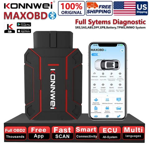 2026 KONNWEI MAXOBD Car OBDII Fault Diagnostic Tool Full System SAS SRS ABS System Deep Scan Bluetooth Connection OBD2 Scan Tool DIY car repair