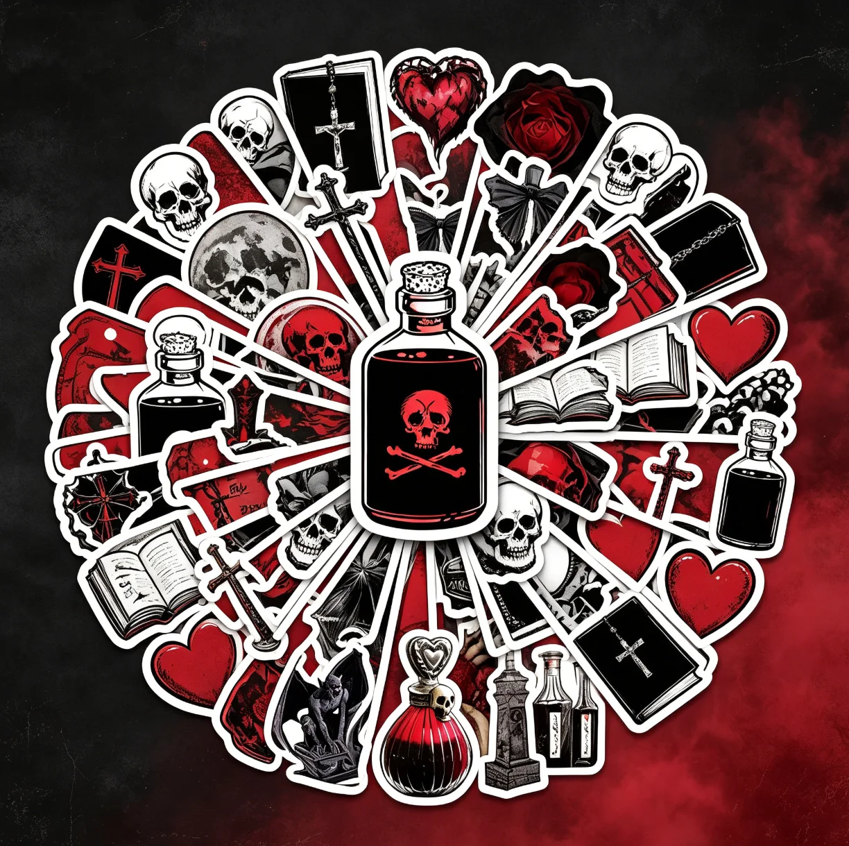 Repeat 5 packs of stickers, each pack containing 54 pieces, totaling 270 pieces. Vampire-themed stickers for dark style Instagra
Repeat 5 packs of stickers, each pack containing 54 pieces, totaling 270 pieces. Vampire-themed stickers for dark style Instagra