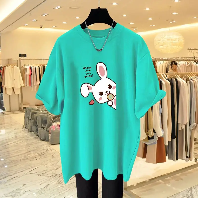Lady Clothing Lovely Cartoon Printed Pullover Summer Loose Casual O-neck All Cotton Short Sleeve Basics T-shirt Women Tops
Lady Clothing Lovely Cartoon Printed Pullover Summer Loose Casual O-neck All Cotton Short Sleeve Basics T-shirt Women Tops