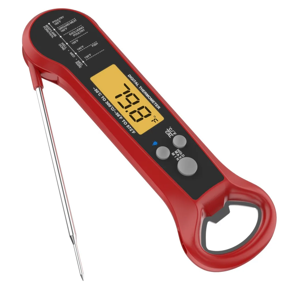 2-in-1 Digital Folding Thermometer & Bottle Opener - Food-Grade Instant Read, Backlight, Waterproof Temperature for BBQ Grilling
2-in-1 Digital Folding Thermometer & Bottle Opener - Food-Grade Instant Read, Backlight, Waterproof Temperature for BBQ Grilling