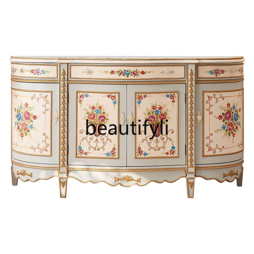 Retro small French villa hand-painted solid wood luxury European semicircular corridor cabinet bedroom bedside cabinet
Retro small French villa hand-painted solid wood luxury European semicircular corridor cabinet bedroom bedside cabinet