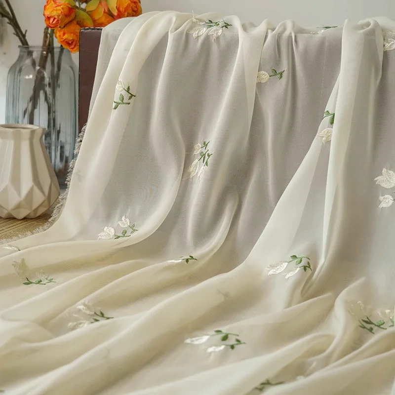 Elegant tulip flower embroidery chiffon fabric dress romantic wedding dress designer fabric handmade DIY fabric
Elegant tulip flower embroidery chiffon fabric dress romantic wedding dress designer fabric handmade DIY fabric