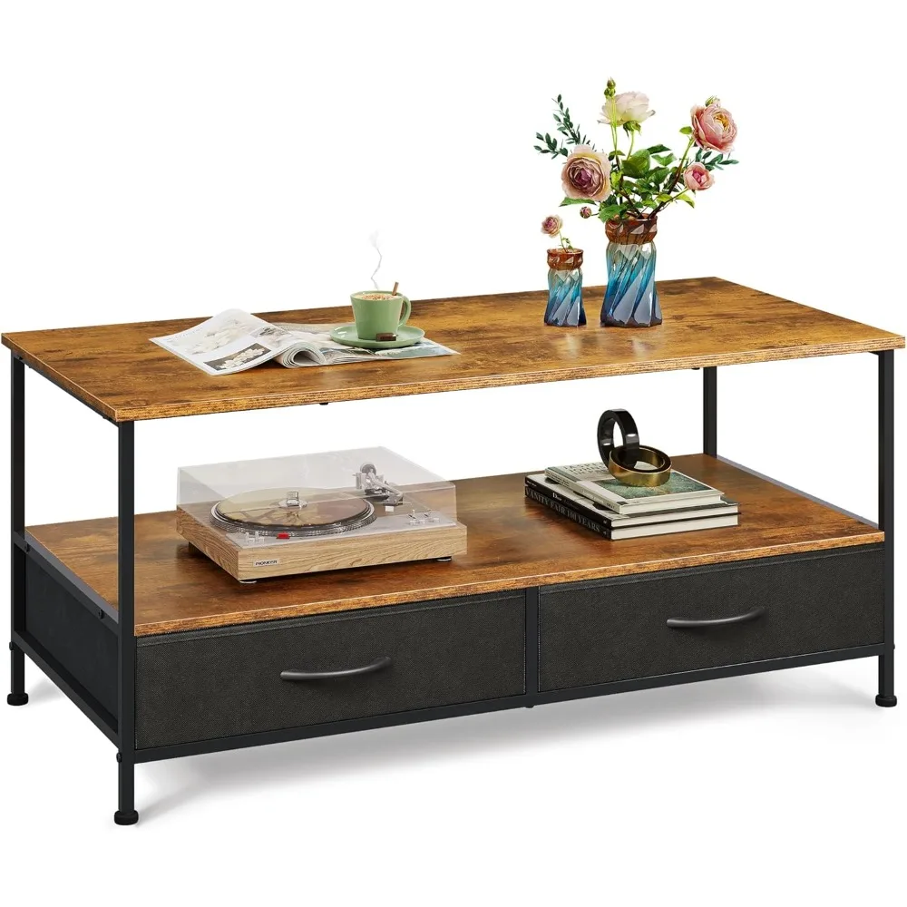 Coffee Table, 39" Coffee Table with Storage & Drawers, 2-Tier Wood Center for Living Room, Apartment, Bedroom, Café Tables
Coffee Table, 39" Coffee Table with Storage & Drawers, 2-Tier Wood Center for Living Room, Apartment, Bedroom, Café Tables