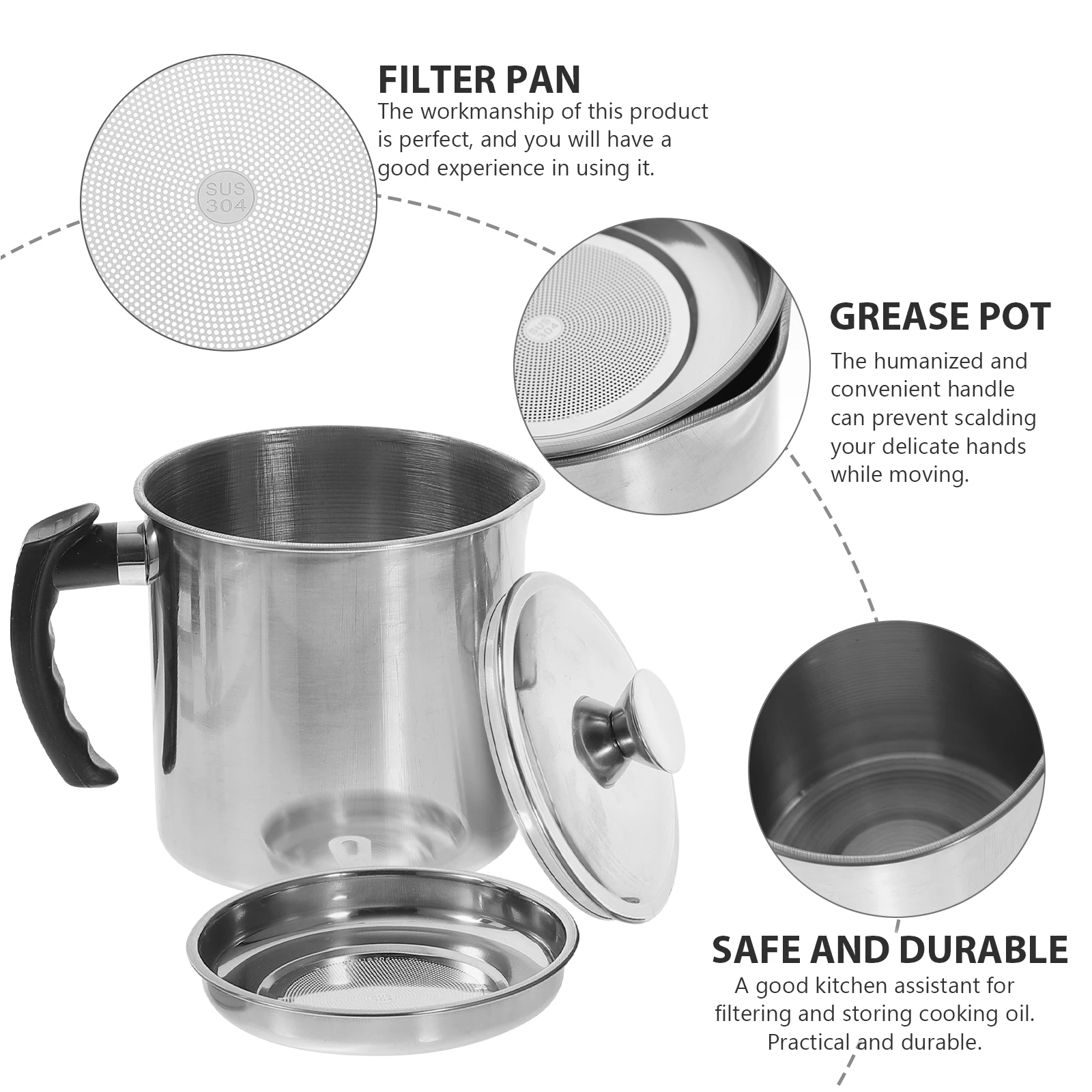 Grease Pot Oil Filter Container Stainless Steel Kitchen Tool Cooking Food Strainer Liquid Seasoning Storage Practical
Grease Pot Oil Filter Container Stainless Steel Kitchen Tool Cooking Food Strainer Liquid Seasoning Storage Practical
